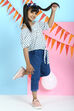 Blue Cotton Printed Short Top image number 4