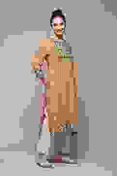 Ochre LIVA Straight Printed Kurta image number 3