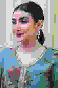 Pink Green Brass Drop & Danglers image number 3