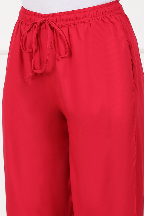 Navy Rayon Palazzo Pants image number 1