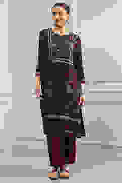 Brown Floral Printed Straight Kurta image number 5