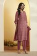 Dusty Rose Printed Straight Kurta Set image number 4