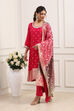 Pink Viscose Rayon Straight Suit Set