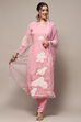 Baby Pink Organza Unstitched Suit set image number 1