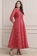 Pink Cotton Blend Flared Printed Dress image number 5