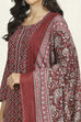 Blue Cotton Unstitched Suit Set image number 8