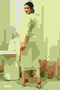 Lime Cotton Machine Embroidered Unstitched Suit Set image number 5