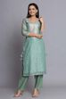 Green Unstitched dress material Suit Set image number 3