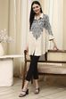 Black Printed Shirt-Style Straight Short Kurta image number 0