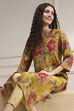 Yellow Floral Printed Straight Kurta image number 0