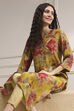 Yellow Floral Printed Straight Kurta