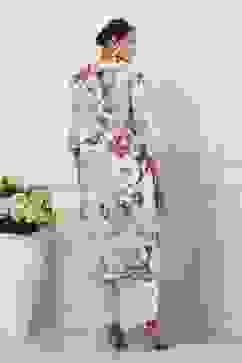 Beige Cotton Floral Printed Straight Suit Set image number 3