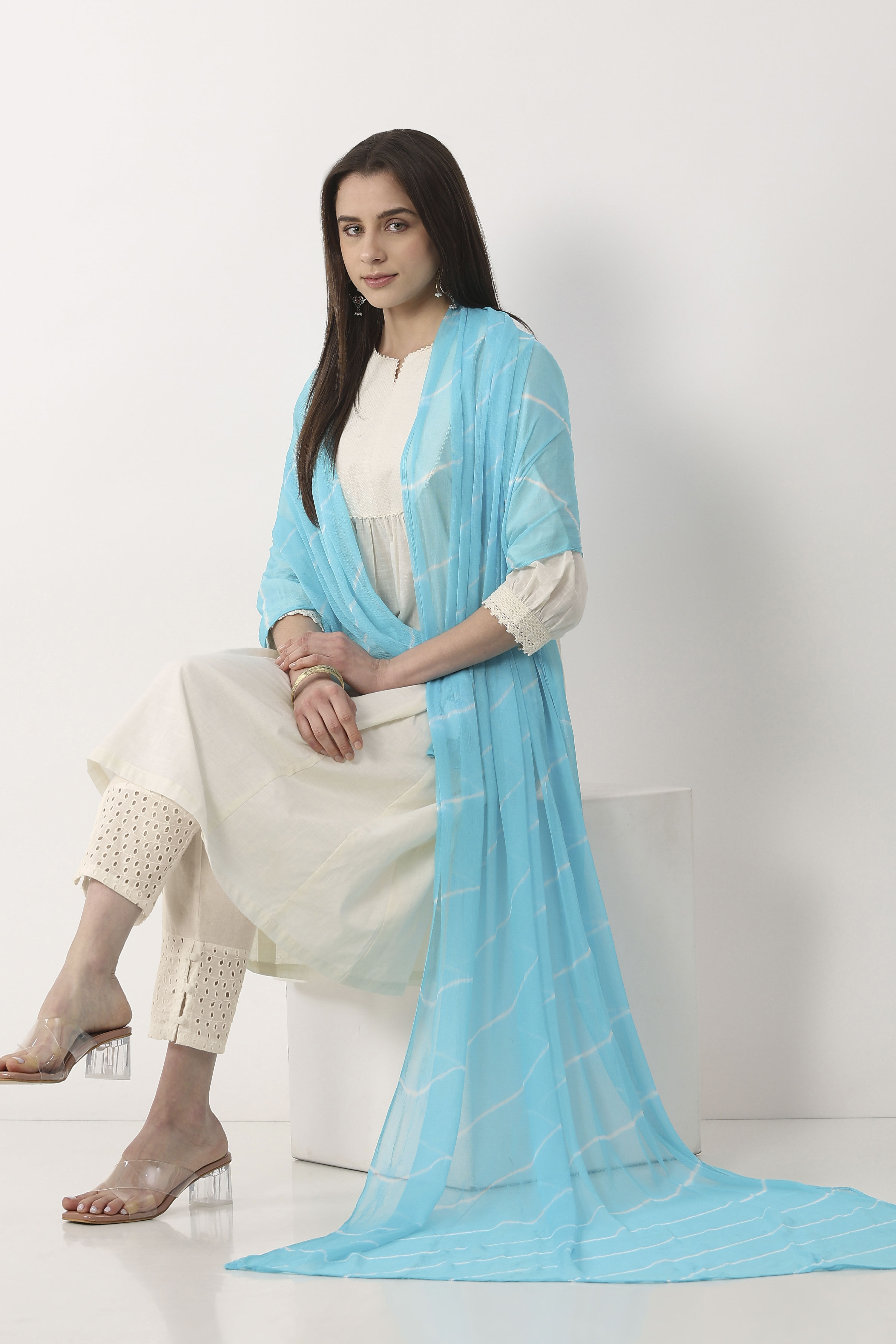 Blue Chiffon Dupatta image number 0