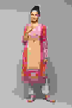 Deep Fuchsia LIVA Straight Printed Kurta image number 0