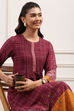 Navy Berry Rayon Flared 2 Piece Set image number 6