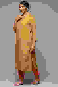 Olive Pink LIVA Straight Yarndyed Kurta image number 2