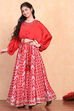 Red Polyester Lehenga Set image number 3