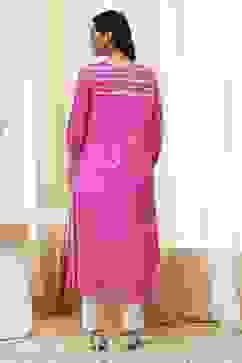 Pink Modal Printed A-Line Kurta image number 3