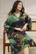 Charcoal Viscose Rayon A-Line Printed Kurta