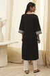 Black Pure Cotton Embroidered Straight Kurta image number 3