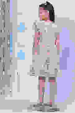 Peach Cotton Flared Printed Dress image number 4