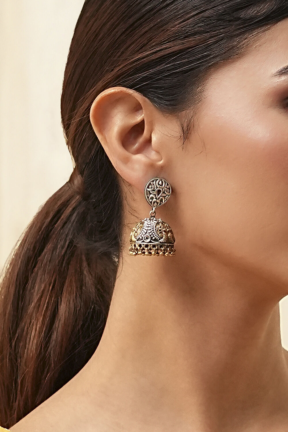 Oxidised Gold Brass Jhumka image number 1