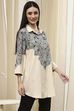 Black Printed Shirt-Style Straight Short Kurta image number 4