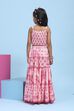 Pink Cotton Printed Tiered Lehenga Set image number 4