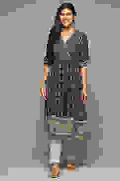 Blue Rayon Straight Printed Kurta image number 5