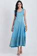 Blue Cotton Front Open Printed Kurta image number 4