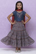 Teal Poly Cotton Girls Lehenga Set image number 0