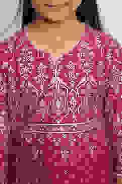 Blue and White Cotton Printed Straight Suit Set image number 1