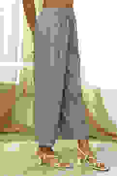 Dull Blue Solid Straight Palazzo image number 3