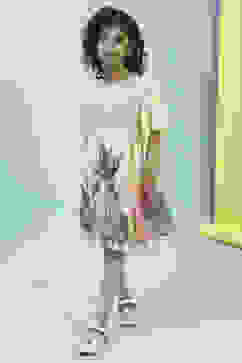 Beige Printed Gathered Dress image number 5