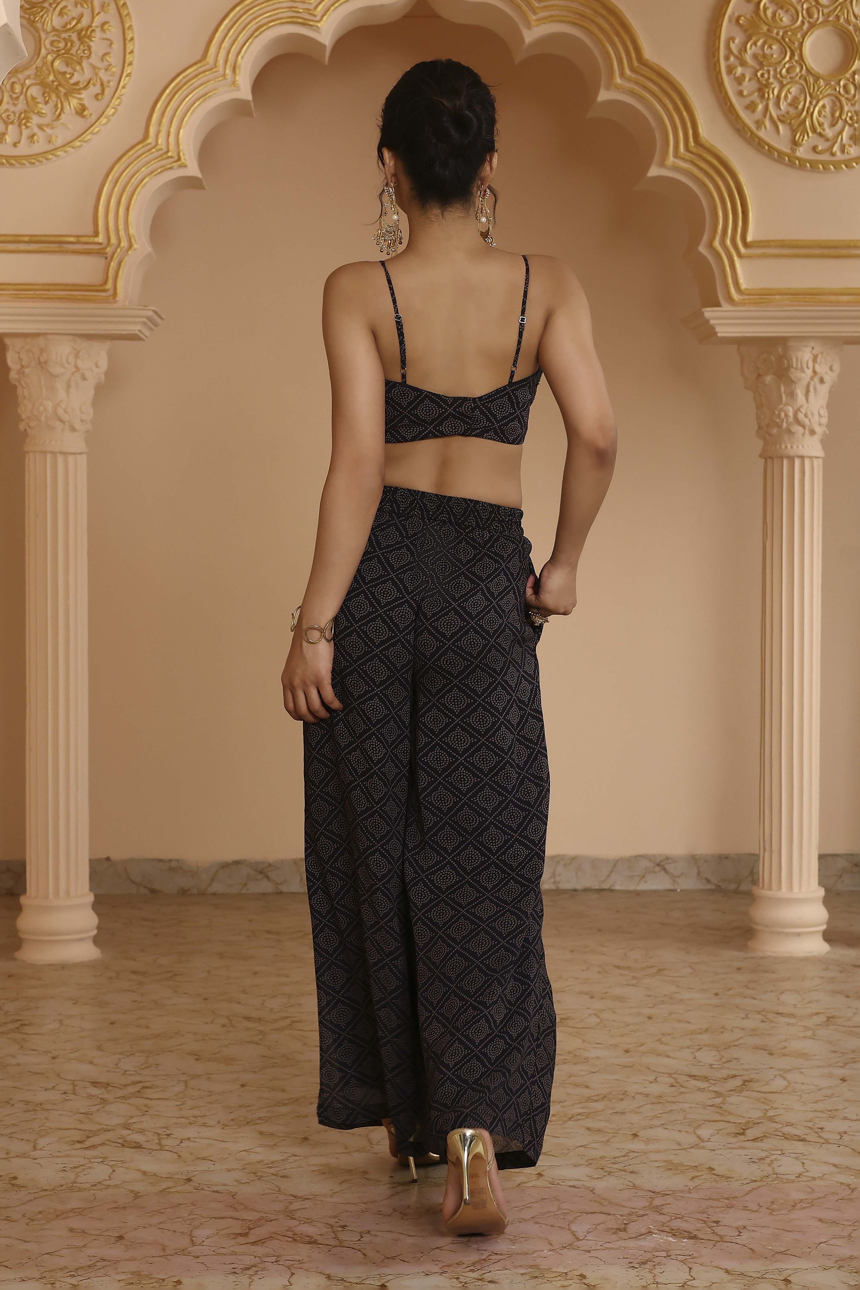 Black Viscose Georgette Bandhani Printed Fusion Set image number 8