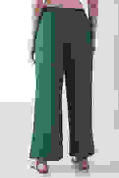 Green Solid Straight Palazzos image number 5