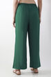 Green Solid Straight Palazzos image number 5