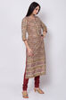 Red Cotton Straight Kurta Churidar Suit Set image number 4
