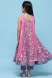 Pink Cotton Tiered Kurta With Palazzo & Net Dupatta  image number 5