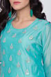 Yellow Poly Cotton A-Line Embroidered Kurta image number 1