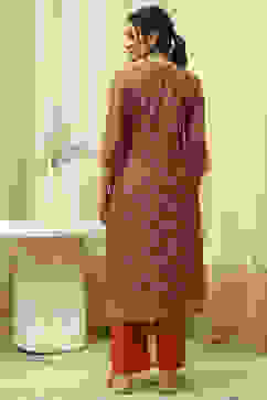 Red Chanderi Machine Embroidered Unstitched Suit Set image number 5