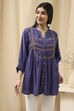 Blue Printed Straight Short Kurta image number 5