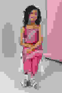 Pink Printed Straight Kurta Pant Set image number 0