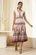 White and Rust Cotton Tiered Dress image number 5