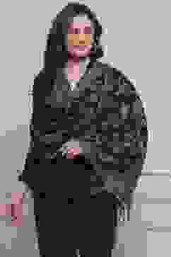 Black Yarn-Dyed Printed Winter Stole image number 0