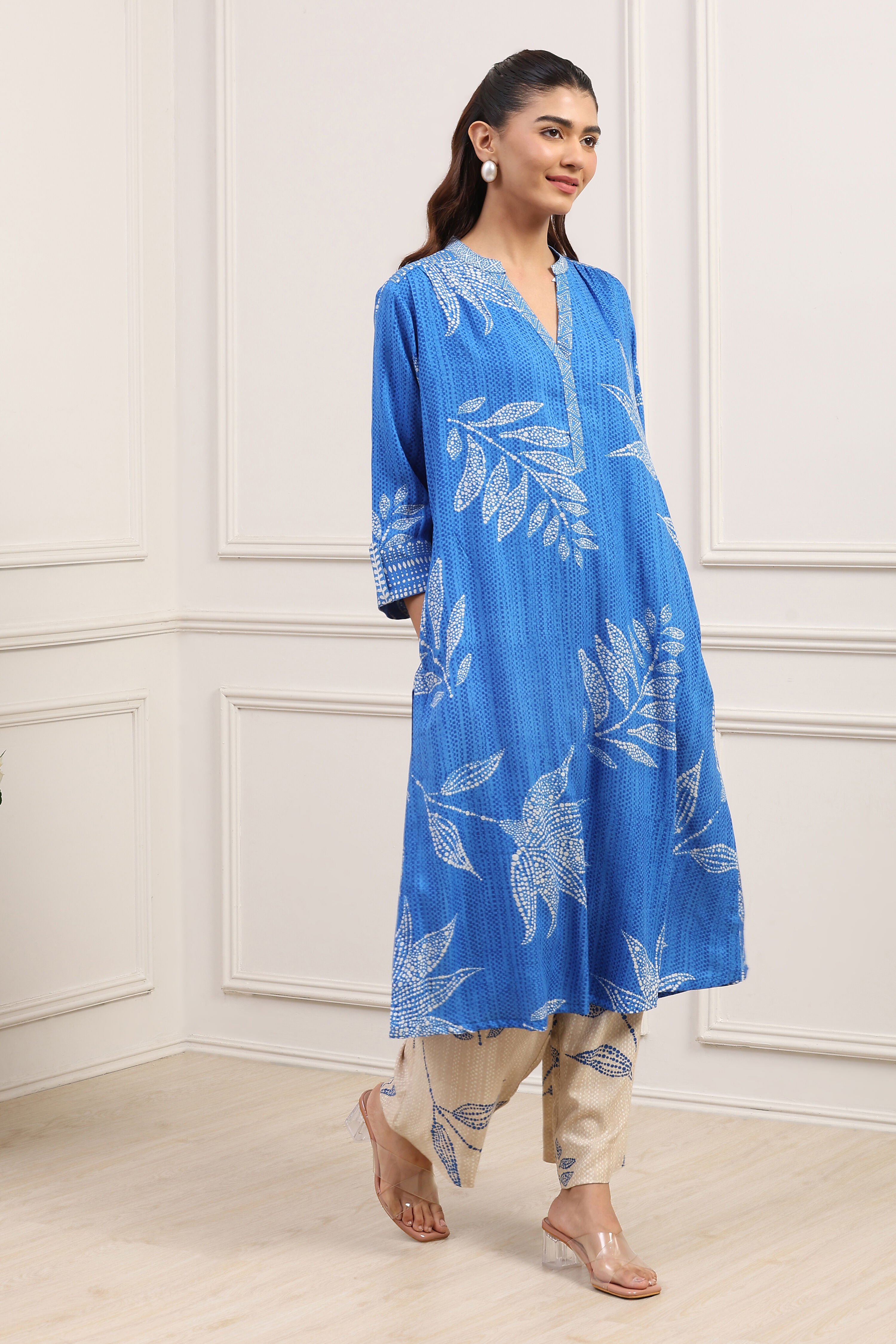 Blue LIVA Straight Printed 2 Piece Set image number 5