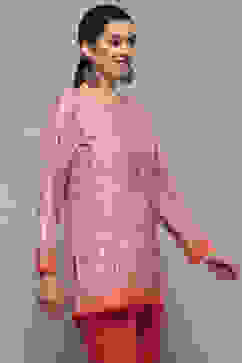 Pink Polyester Straight Kurti image number 5