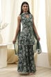 Green Cotton Floral Peplum Suit Set image number 5