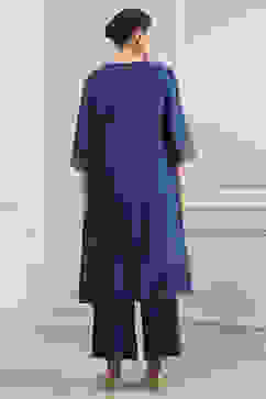 Blue Chanderi Embroidered Straight Suit Set image number 4