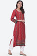 Rust LIVA Straight Printed Kurta image number 5